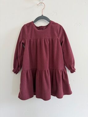 Modern Moments Girls' Burgundy Corduroy Long-Sleeve Tiered Dress